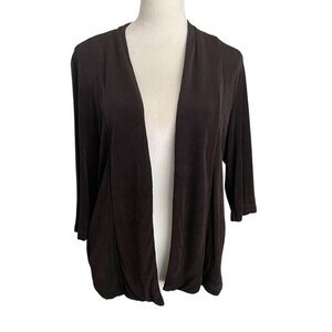 Chico's Travelers Women Size M Brown Cardigan Wrinkle Free Pockets Lightweight